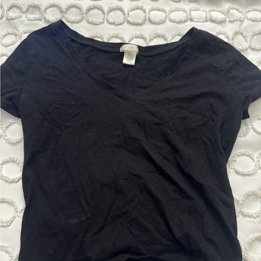 Black Short Sleeve V-Neck Tee